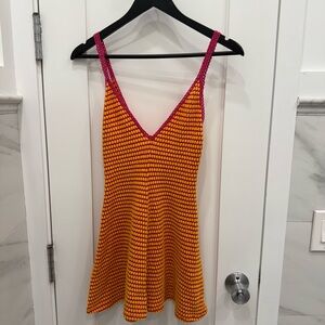Zara pink and orange crochet dress.